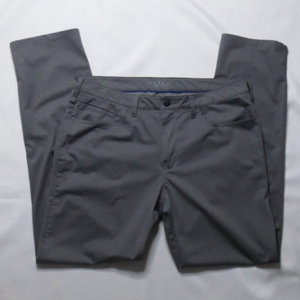 PERRY ELLIS mens PANTS gray MOTION stretch QUICK DRY wrinkle resistant SIZE 35